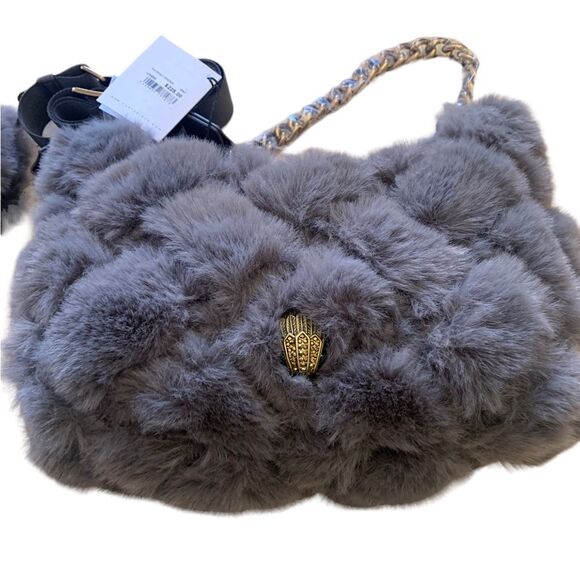 Kurt Geiger NWT Mini Kensington Grey FurCrossbody shoulder /matching coin bag - Picture 12 of 12